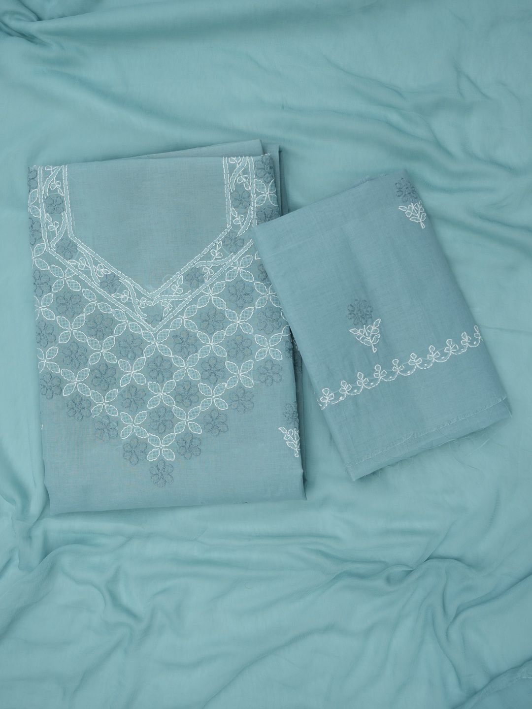 PARAMOUNT CHIKAN Floral Embroidered Chikankari Cotton Blend Unstitched Dress Material, Blue
PARAMOUNT CHIKAN Floral Embroidered Chikankari Cotton Blend Unstitched Dress Material, Blue
