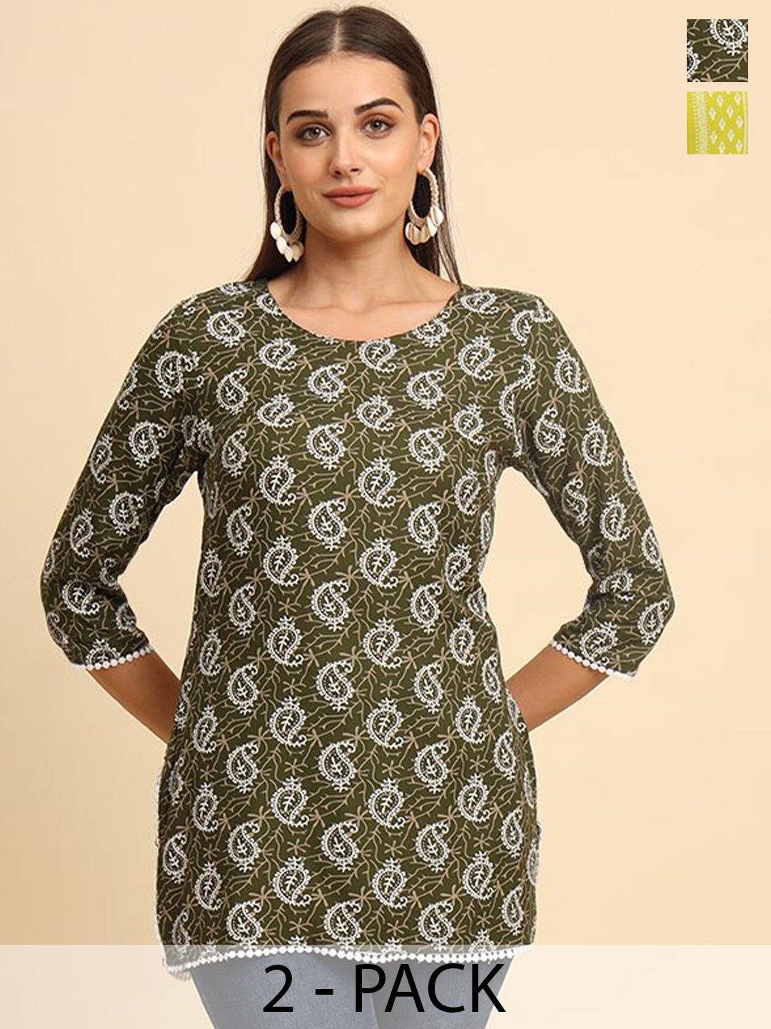 Anouk Rustic Women Pack Of 2 Ethnic Motifs Printed Gotta Patti Gotta Patti Kurti, Green
Anouk Rustic Women Pack Of 2 Ethnic Motifs Printed Gotta Patti Gotta Patti Kurti, Green