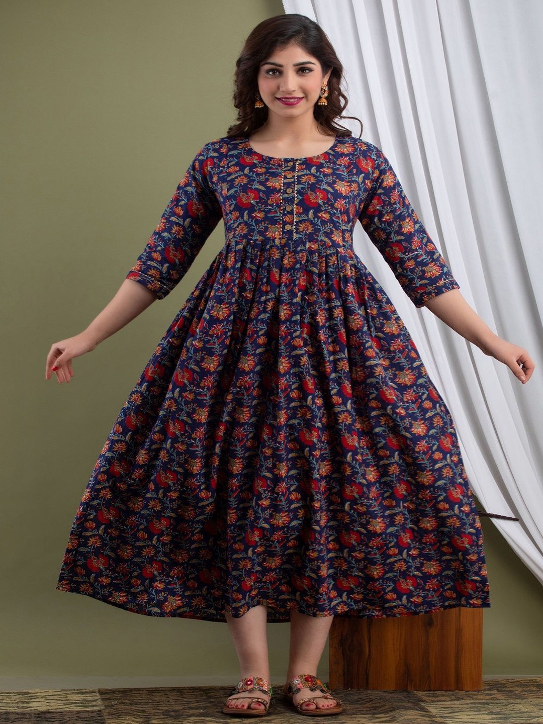 Nevisha Style Women Floral Printed Thread Work Floral Maternity Anarkali Kurta, Blue
Nevisha Style Women Floral Printed Thread Work Floral Maternity Anarkali Kurta, Blue