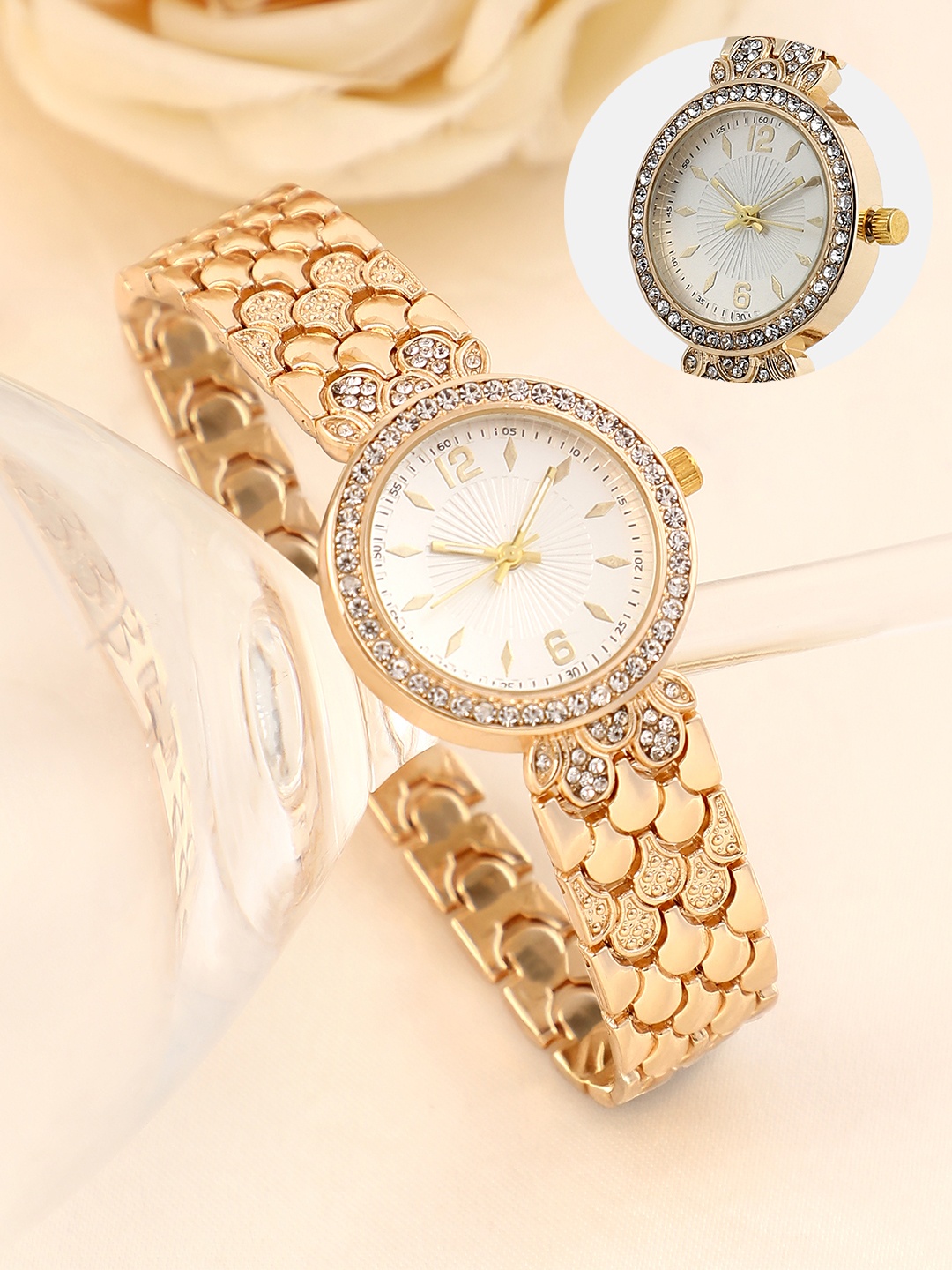 HAUTE SAUCE by Campus Sutra Women Embellished Dial & Stainless Steel Bracelet Style Straps Analogue Watch, Gold
HAUTE SAUCE by Campus Sutra Women Embellished Dial & Stainless Steel Bracelet Style Straps Analogue Watch, Gold