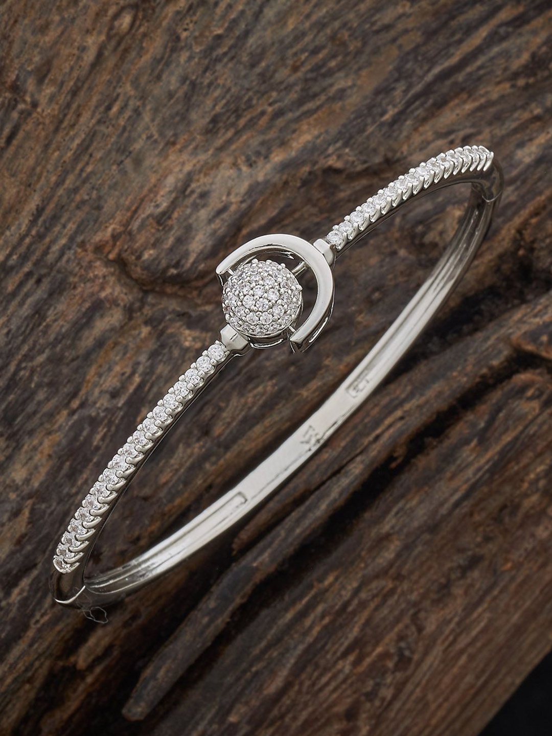 Kushal's Fashion Jewellery Rhodium-Plated Zircon-Studded Kada Style Bracelet, Silver
Kushal's Fashion Jewellery Rhodium-Plated Zircon-Studded Kada Style Bracelet, Silver