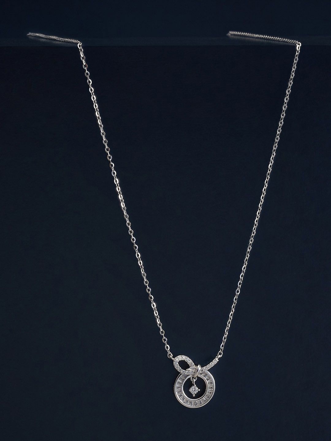 Kushal's Fashion Jewellery 92.5 Silver Rhodium Plated Cubic Zircon Studded Pendant Chain
Kushal's Fashion Jewellery 92.5 Silver Rhodium Plated Cubic Zircon Studded Pendant Chain