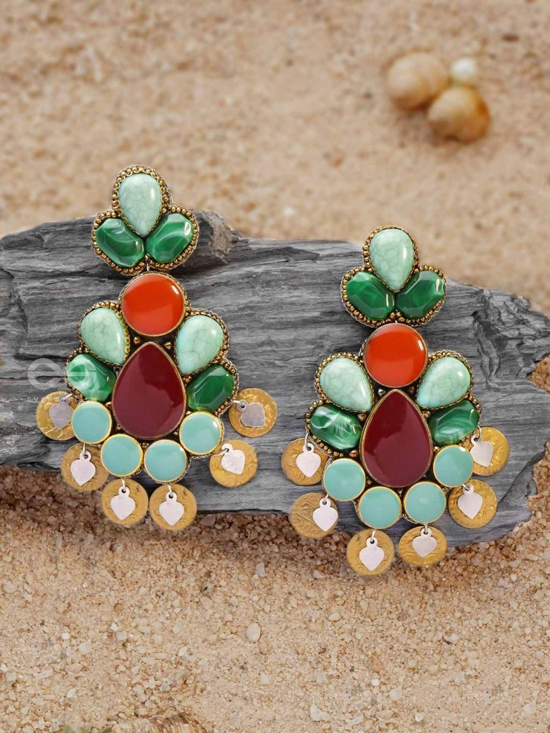EVERSTYLISH Sanjoya Blue, Green, & Rust-Colored Stones with a Distinctive Golden-Silver, Multi
EVERSTYLISH Sanjoya Blue, Green, & Rust-Colored Stones with a Distinctive Golden-Silver, Multi