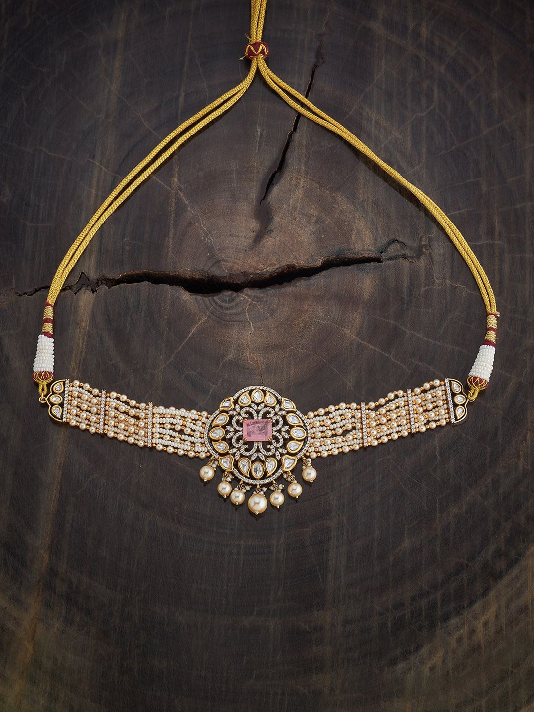 Kushal's Fashion Jewellery Copper Pink Victorian-Plated Kundan Necklace, Gold
Kushal's Fashion Jewellery Copper Pink Victorian-Plated Kundan Necklace, Gold