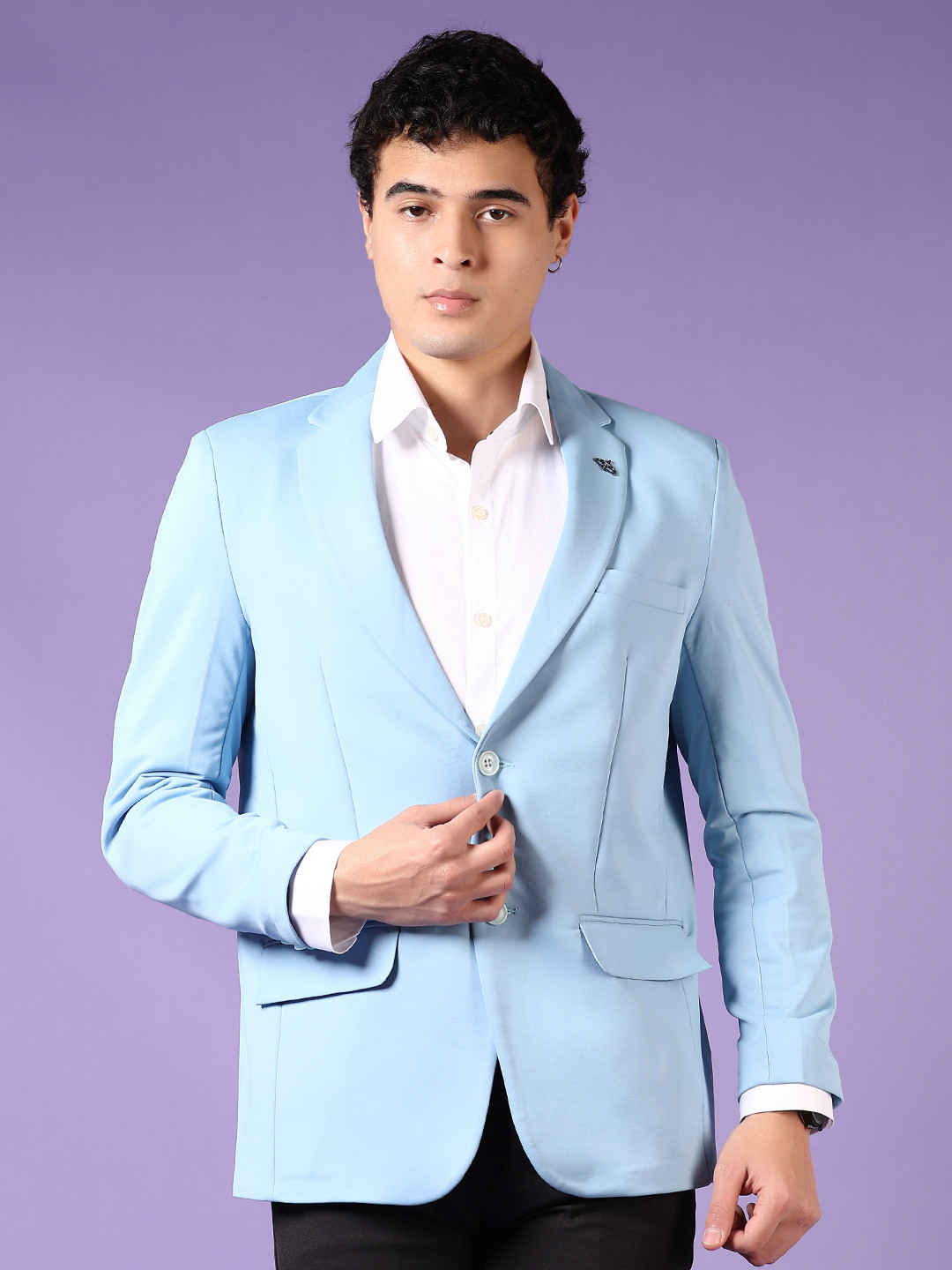 V-Mart Cotton Notched Lapel Collar Single Breasted Formal Blazer, Blue
V-Mart Cotton Notched Lapel Collar Single Breasted Formal Blazer, Blue