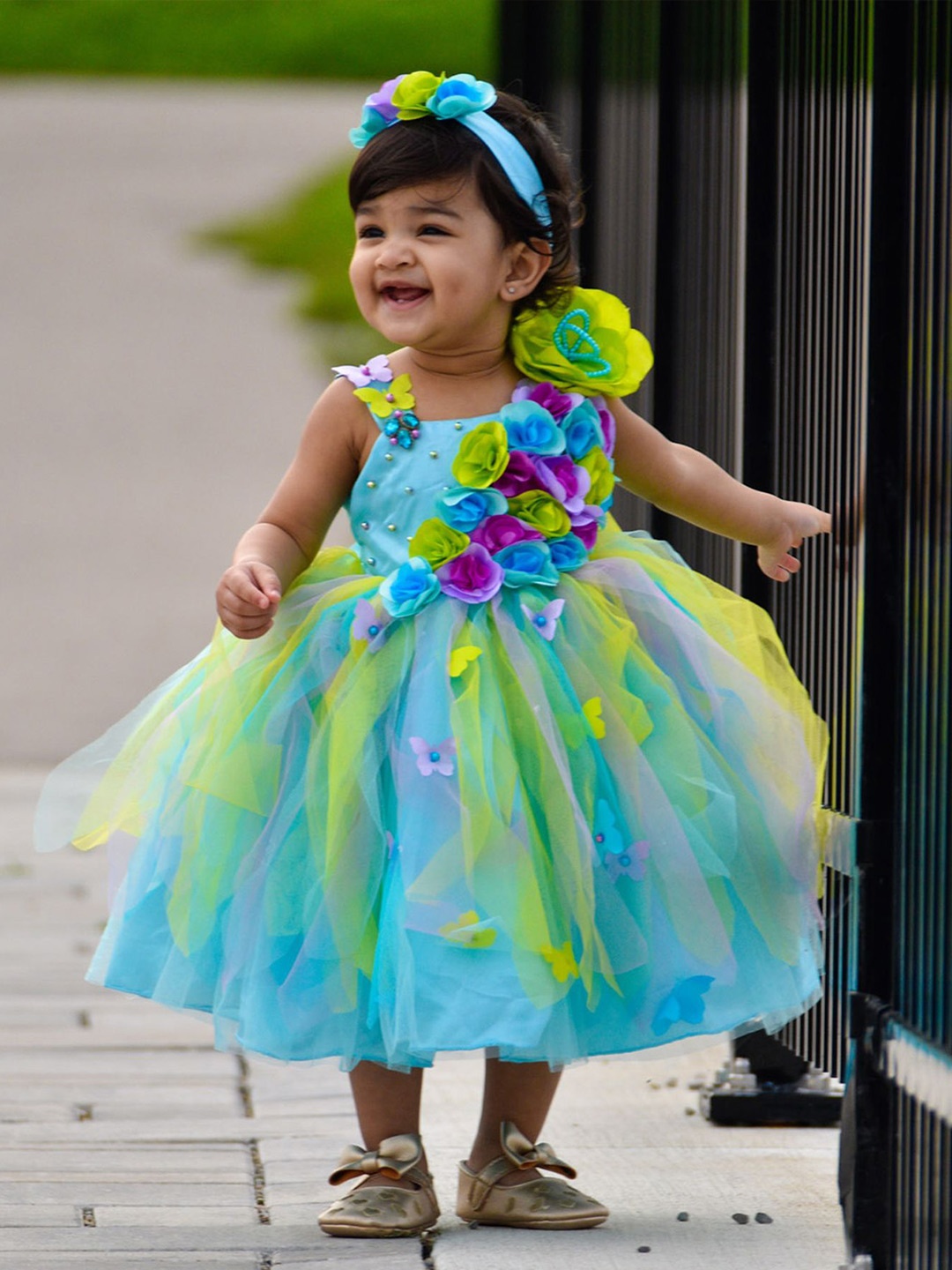 Li & Li Boutique Girls Stripe Flower Frock with Multicolor Flowers and Butterflies, Turquoise blue
Li & Li Boutique Girls Stripe Flower Frock with Multicolor Flowers and Butterflies, Turquoise blue