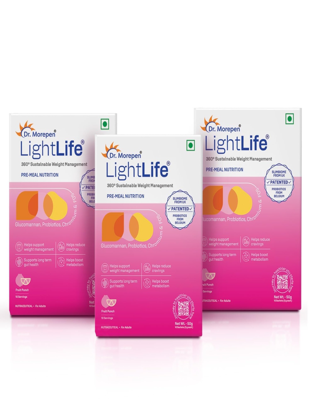 Dr. Morepen Set Of 3 LightLife Pre-Meal Nutrition Mix - Litchi - 10 Sachets Each, Pink
Dr. Morepen Set Of 3 LightLife Pre-Meal Nutrition Mix - Litchi - 10 Sachets Each, Pink