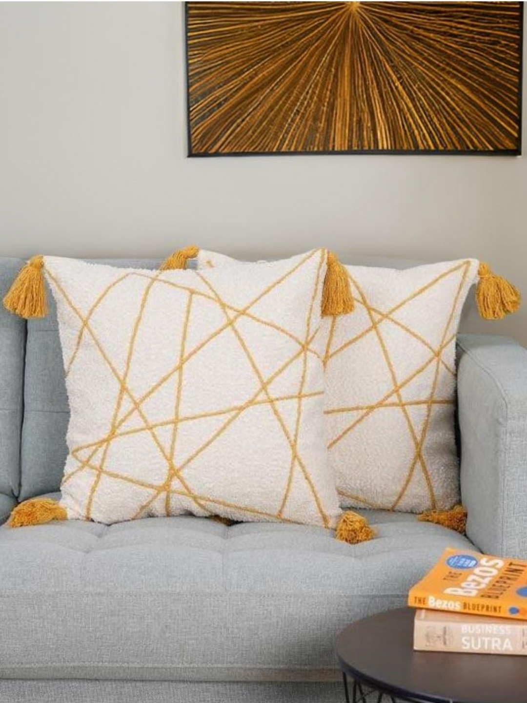 Aura Beige & Yellow 2 Pieces Geometric Self Design Pure Cotton Square Cushion Covers
Aura Beige & Yellow 2 Pieces Geometric Self Design Pure Cotton Square Cushion Covers