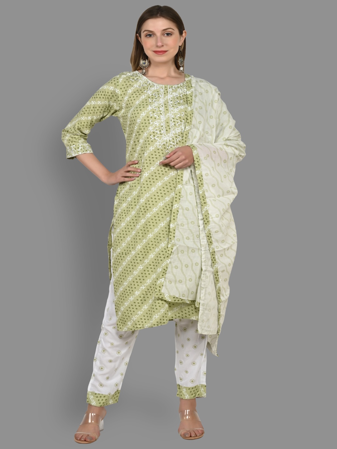 Moda Rapido Textured Printed Straight Thread Work Kurta With Trousers And Dupatta, Olive
Moda Rapido Textured Printed Straight Thread Work Kurta With Trousers And Dupatta, Olive
