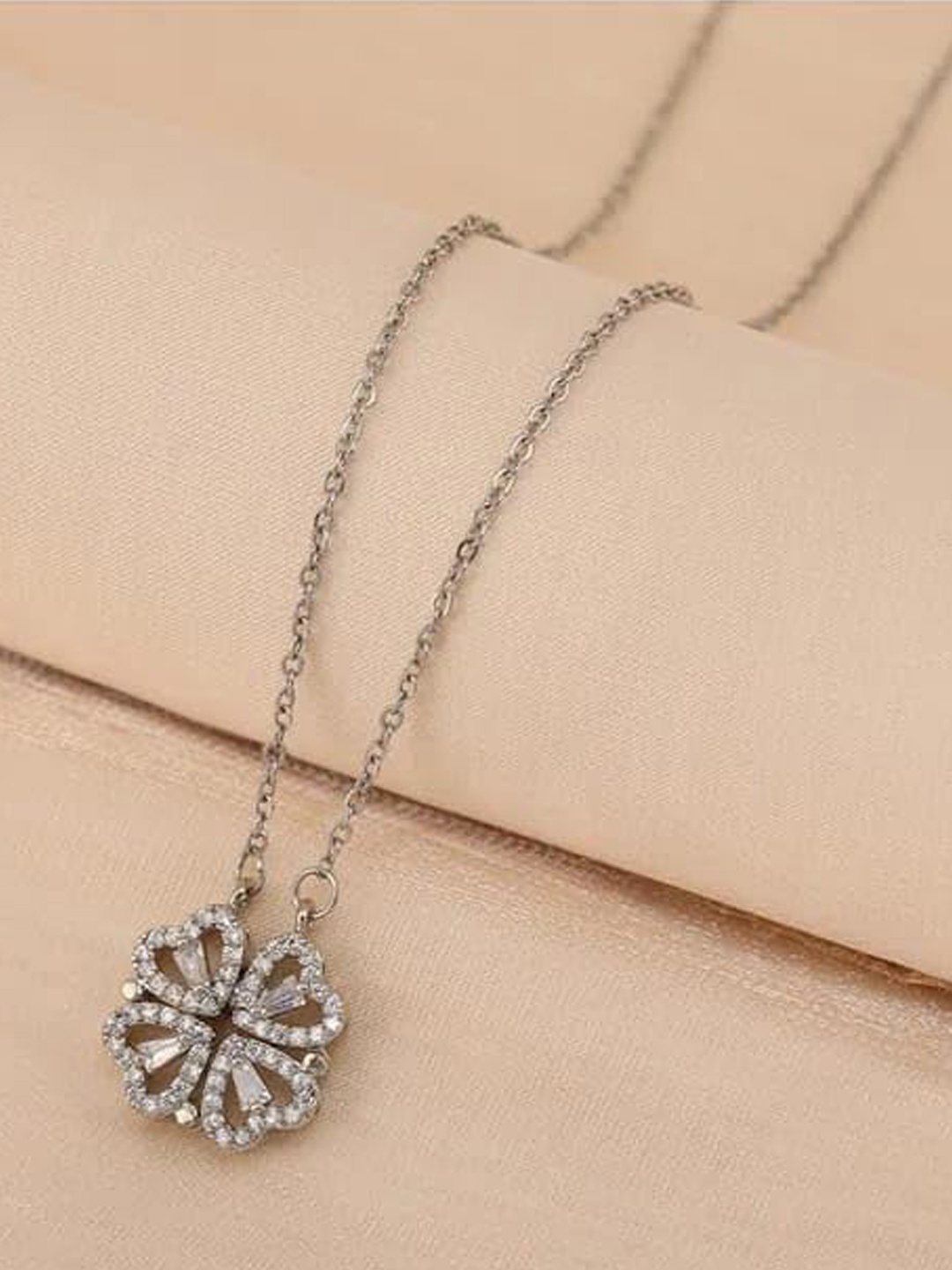 BEYTER Stainless Steel AD Stones Studded Heart Shaped Minimal Necklace, Silver
BEYTER Stainless Steel AD Stones Studded Heart Shaped Minimal Necklace, Silver