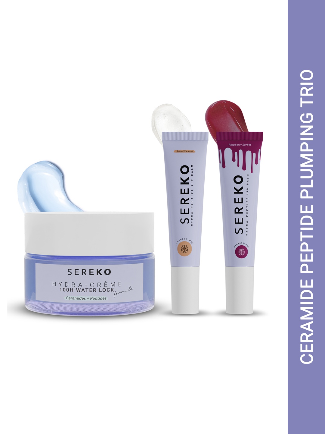 SEREKO Set Of 3 Hydra-crme- 50 ml & Hydra Pesticide Lip Balm- Salted Caramel- Raspberry, Purple
SEREKO Set Of 3 Hydra-crme- 50 ml & Hydra Pesticide Lip Balm- Salted Caramel- Raspberry, Purple
