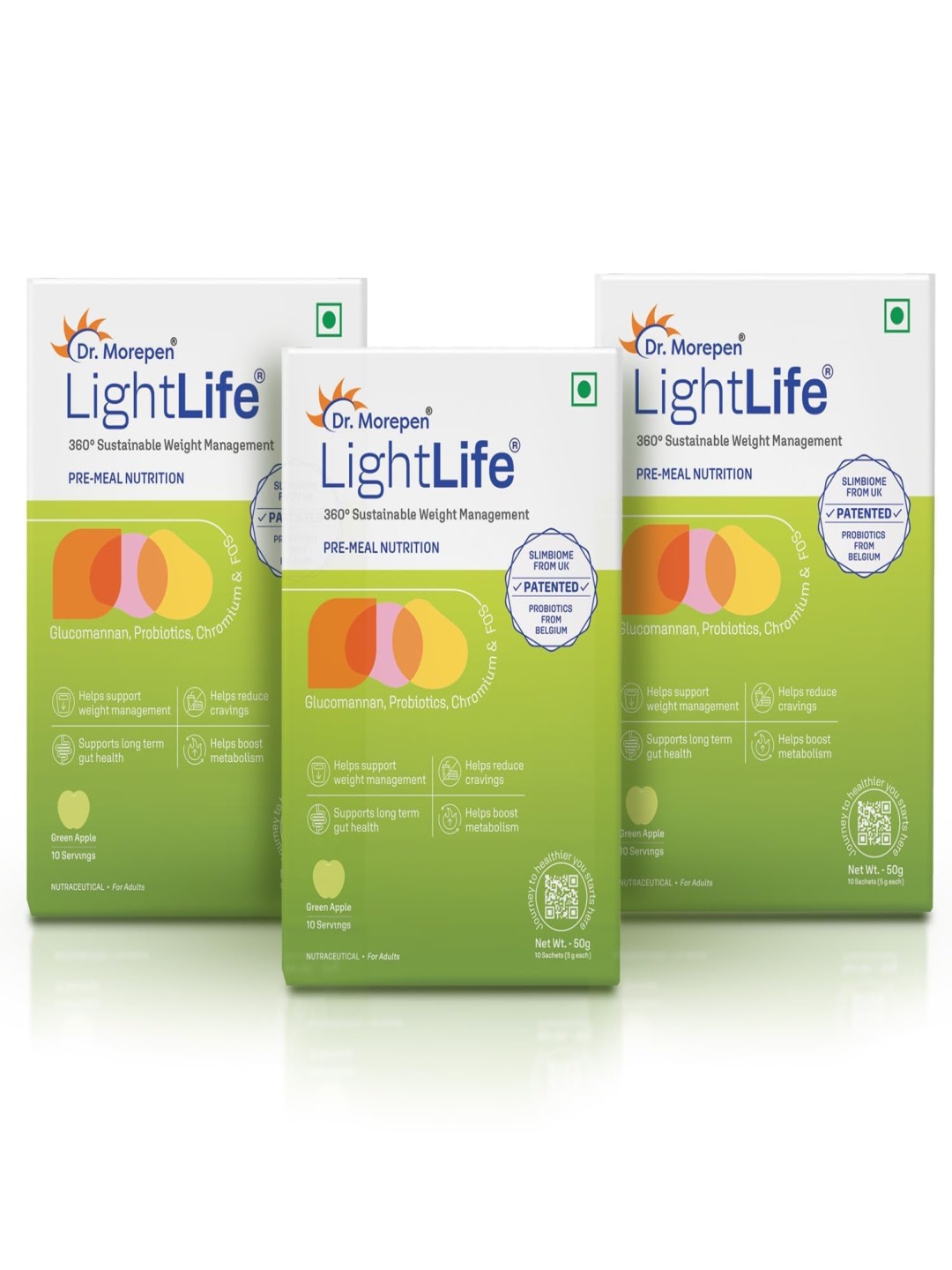 Dr. Morepen Set Of 3 LightLife Pre-Meal Nutrition Mix - Green Apple - 10 Sachets Each
Dr. Morepen Set Of 3 LightLife Pre-Meal Nutrition Mix - Green Apple - 10 Sachets Each