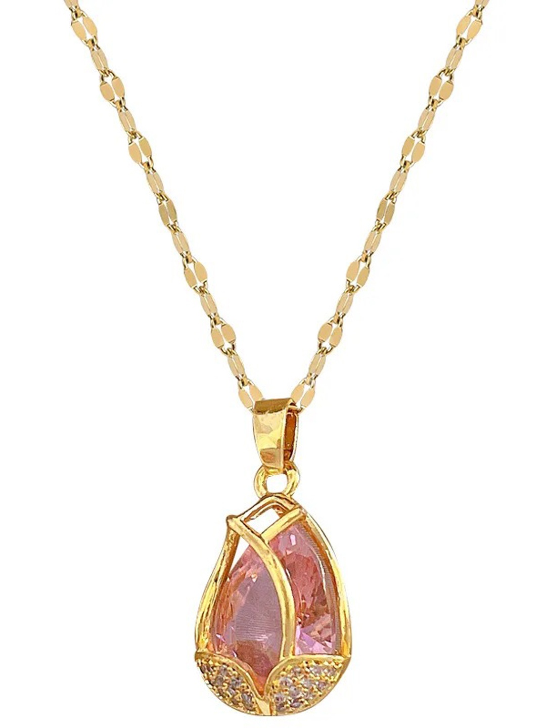 BEYTER Stainless Steel Cubic Zirconia Stone Studded Oval Shaped Pendant With Chain, Gold
BEYTER Stainless Steel Cubic Zirconia Stone Studded Oval Shaped Pendant With Chain, Gold