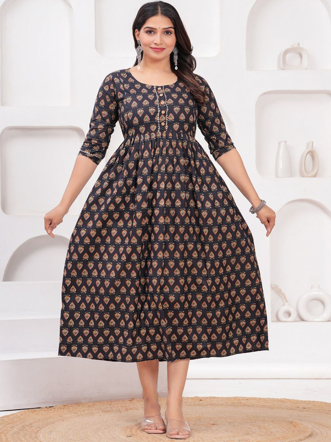 Nevisha Style Women Floral Printed Thread Work Floral Maternity Anarkali Kurta, Black
Nevisha Style Women Floral Printed Thread Work Floral Maternity Anarkali Kurta, Black