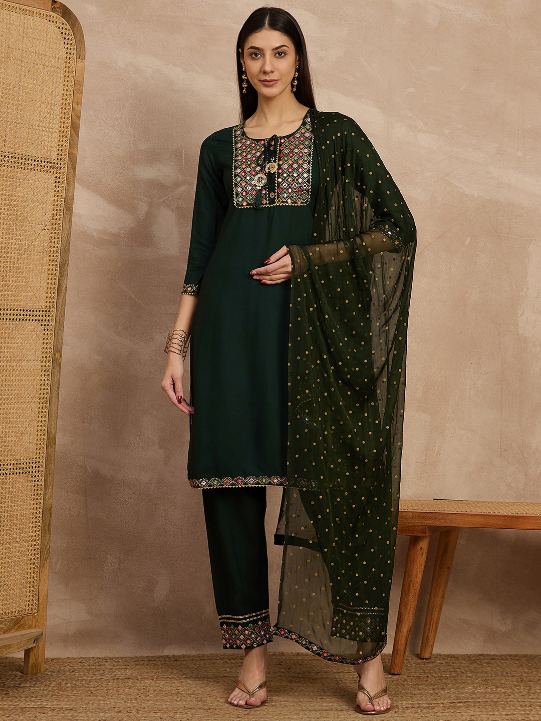 all about you Embroidered Mirror Work Straight Kurta With Trousers And Dupatta, Black
all about you Embroidered Mirror Work Straight Kurta With Trousers And Dupatta, Black
