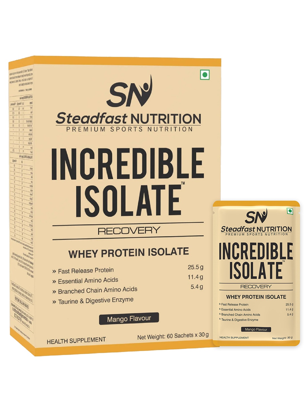 Incredible Isolate Whey protein Blend The Instant Recovery Mango 60 Sachets 1800g, Yellow
Incredible Isolate Whey protein Blend The Instant Recovery Mango 60 Sachets 1800g, Yellow