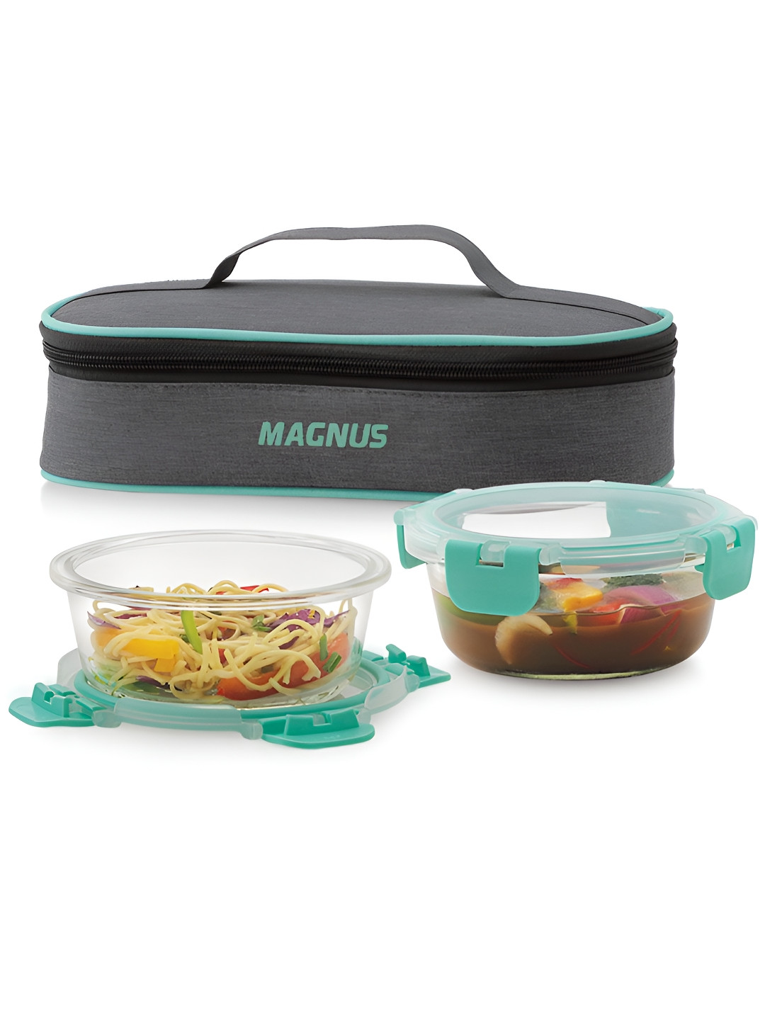 Magnus Glock Linen 800ml Glass Lunch Box with 2 Round Borosilicate Containers & Pouch, Green
Magnus Glock Linen 800ml Glass Lunch Box with 2 Round Borosilicate Containers & Pouch, Green