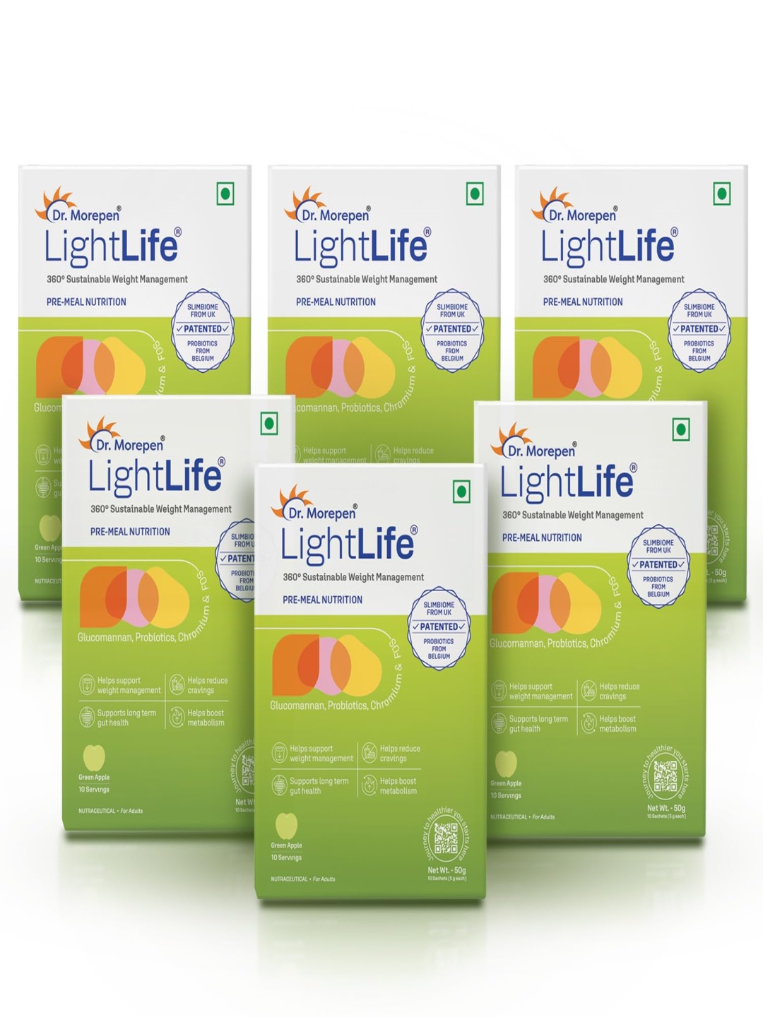 Dr. Morepen Set Of 6 LightLife Pre-Meal Nutrition Mix - Green Apple - 10 Sachets Each
Dr. Morepen Set Of 6 LightLife Pre-Meal Nutrition Mix - Green Apple - 10 Sachets Each