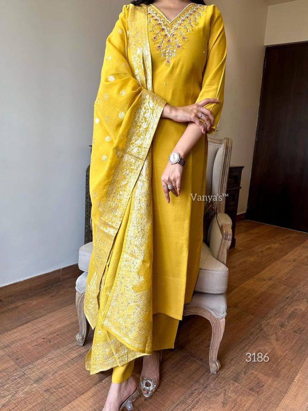 Moda Rapido Yellow Floral Yoke Design V-Neck Straight Kurta With Trousers And Dupatta
Moda Rapido Yellow Floral Yoke Design V-Neck Straight Kurta With Trousers And Dupatta