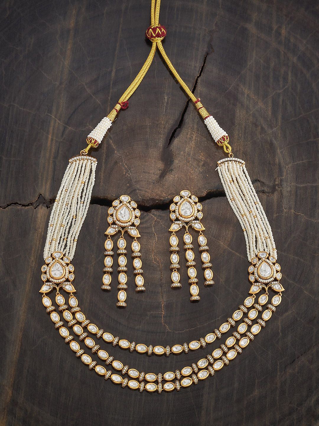 Kushal's Fashion Jewellery Copper White Victorian-Plated Stone Studded Kundan Necklace, Gold
Kushal's Fashion Jewellery Copper White Victorian-Plated Stone Studded Kundan Necklace, Gold