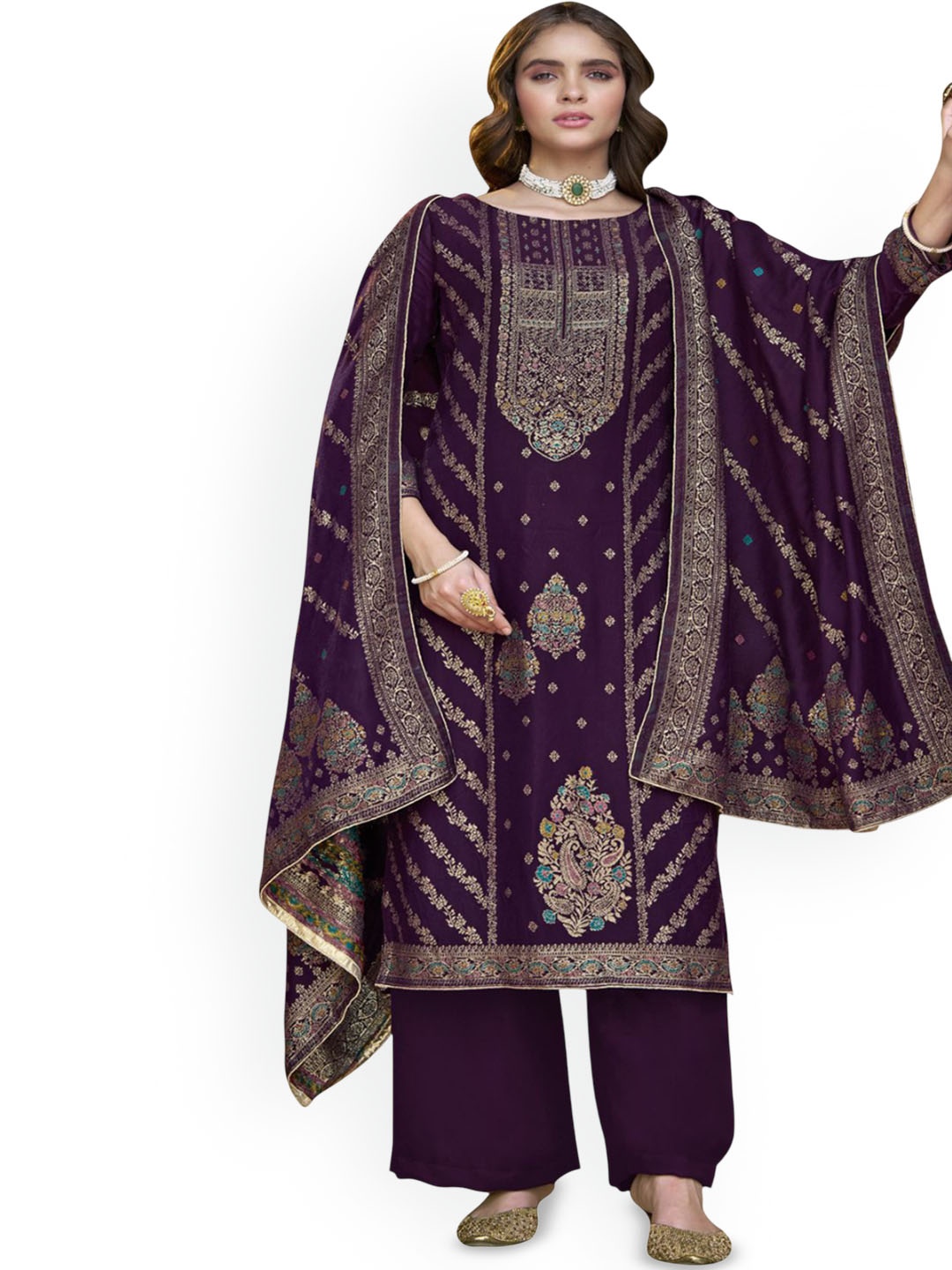 DRAVINAM Trends Ethnic Motifs Woven Design Pashmina Unstitched Dress Material, Burgundy
DRAVINAM Trends Ethnic Motifs Woven Design Pashmina Unstitched Dress Material, Burgundy