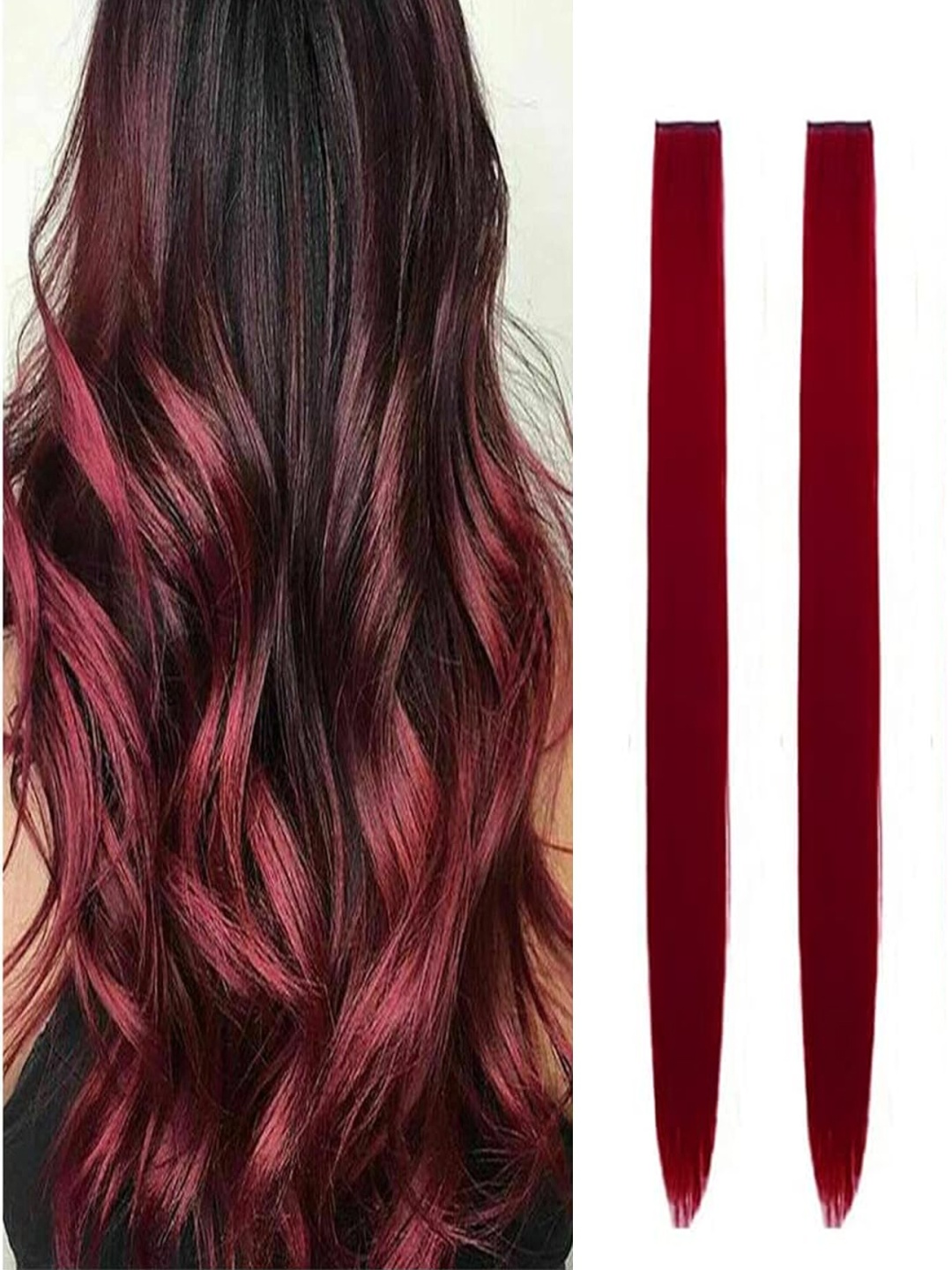 RITZKART Set Of 2 Clip In Straight Colored Strand Hair Extension - Maroon - 20 Inch Each
RITZKART Set Of 2 Clip In Straight Colored Strand Hair Extension - Maroon - 20 Inch Each