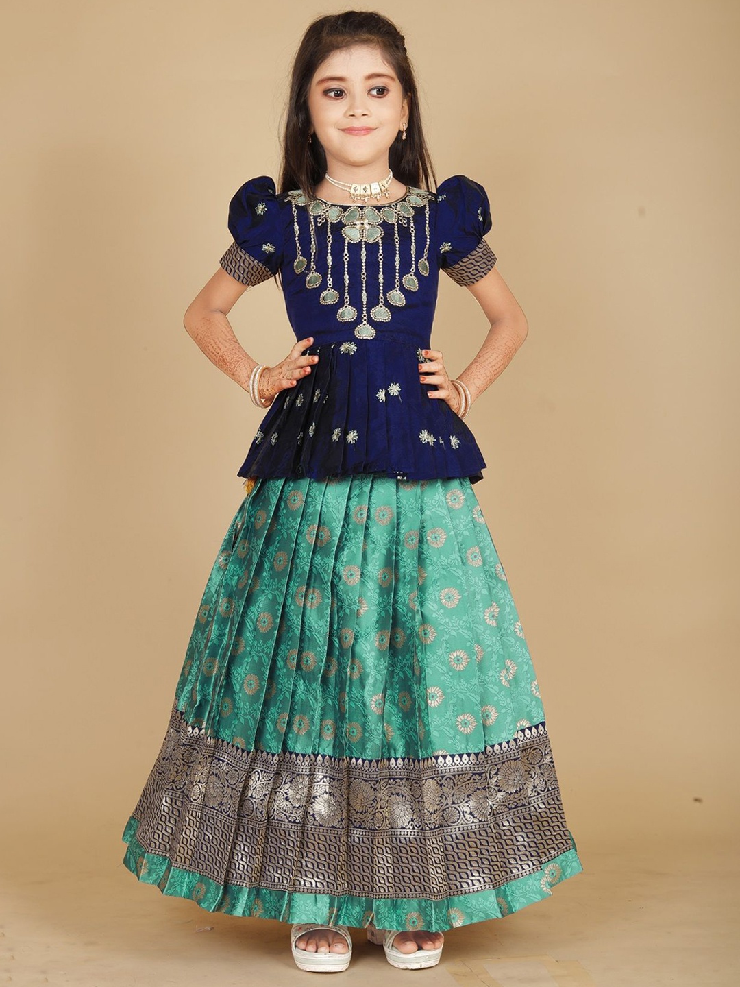 FELIZ THE DESIGNER STUDIO Girls Embroidered Thread Work Ready to Wear Lehenga &, Blue
FELIZ THE DESIGNER STUDIO Girls Embroidered Thread Work Ready to Wear Lehenga &, Blue