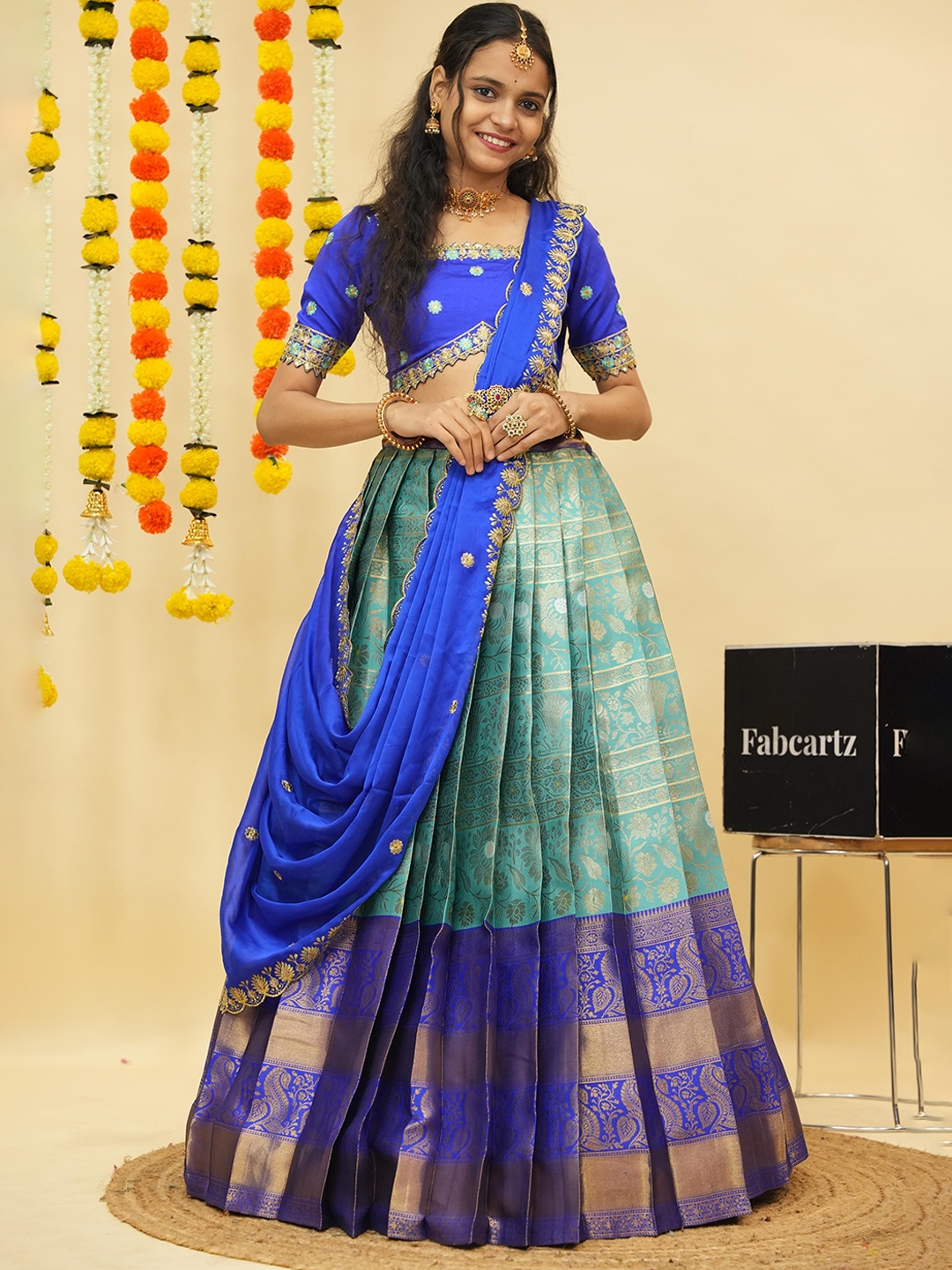 Fabcartz Embellished Thread Work Semi-Stitched Lehenga & Unstitched Blouse With Dupatta, Sea green
Fabcartz Embellished Thread Work Semi-Stitched Lehenga & Unstitched Blouse With Dupatta, Sea green