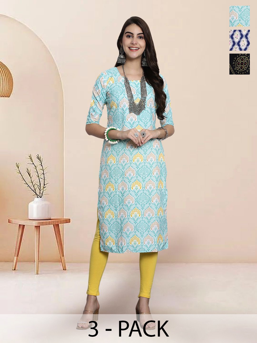 7Threads Selection Of 3 Ethnic Motifs Printed Round Neck Kurtas, Sea green
7Threads Selection Of 3 Ethnic Motifs Printed Round Neck Kurtas, Sea green
