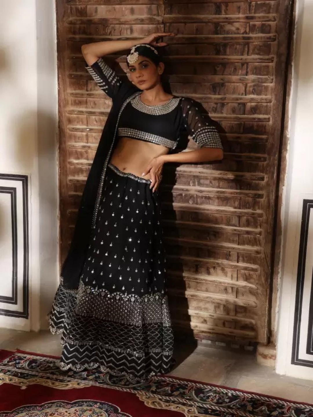 Rujave Embellished Thread Work Semi-Stitched Lehenga & Unstitched Blouse With Dupatta, Black
Rujave Embellished Thread Work Semi-Stitched Lehenga & Unstitched Blouse With Dupatta, Black