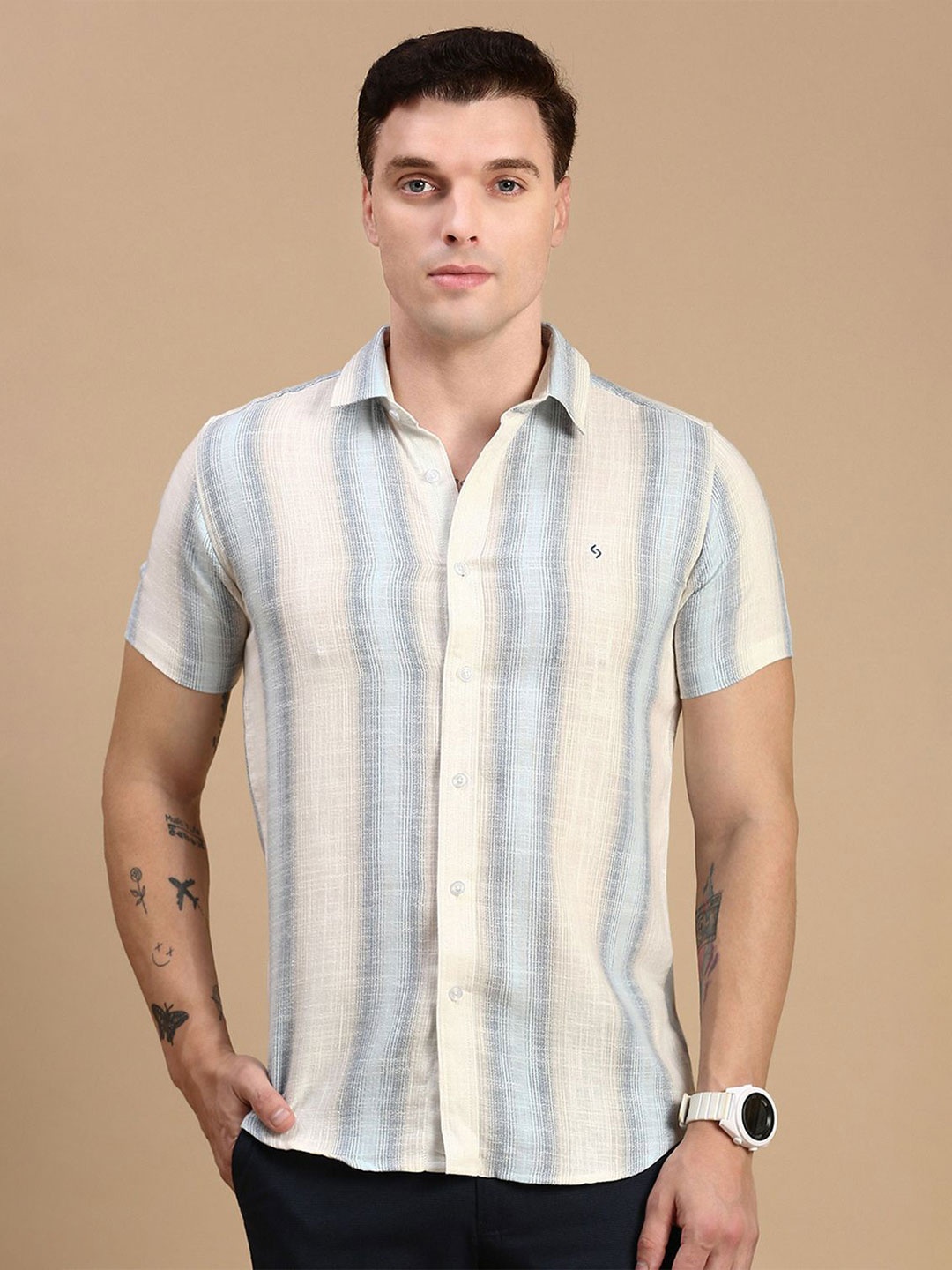 Classic Polo Men India Slim Fit Spread Collar Vertical Striped Cotton Casual Shirt, White
Classic Polo Men India Slim Fit Spread Collar Vertical Striped Cotton Casual Shirt, White
