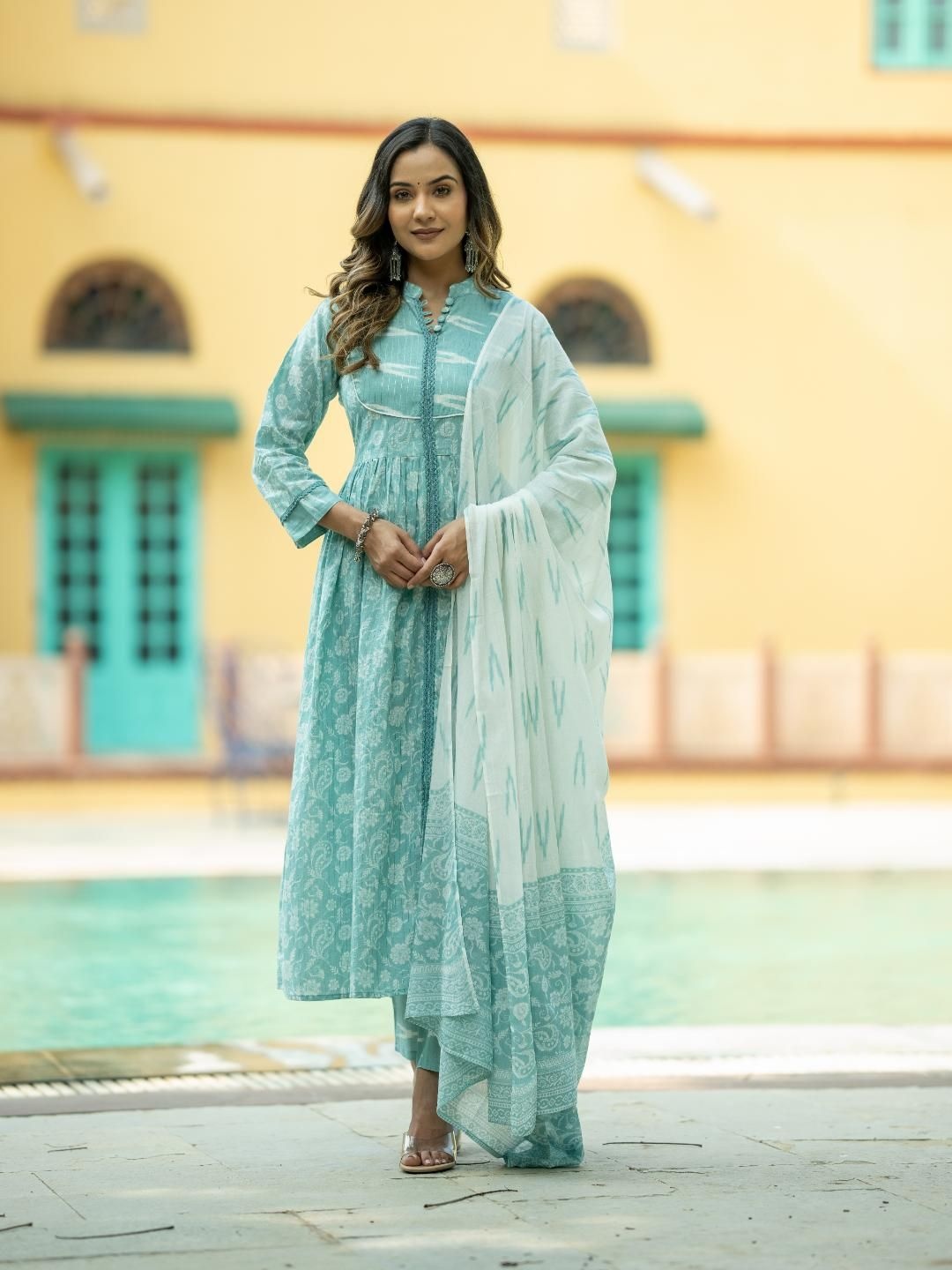 Moda Rapido Blue Floral Printed Pure Cotton Pleated Anarkali Kurta With Trouser & Dupatta
Moda Rapido Blue Floral Printed Pure Cotton Pleated Anarkali Kurta With Trouser & Dupatta