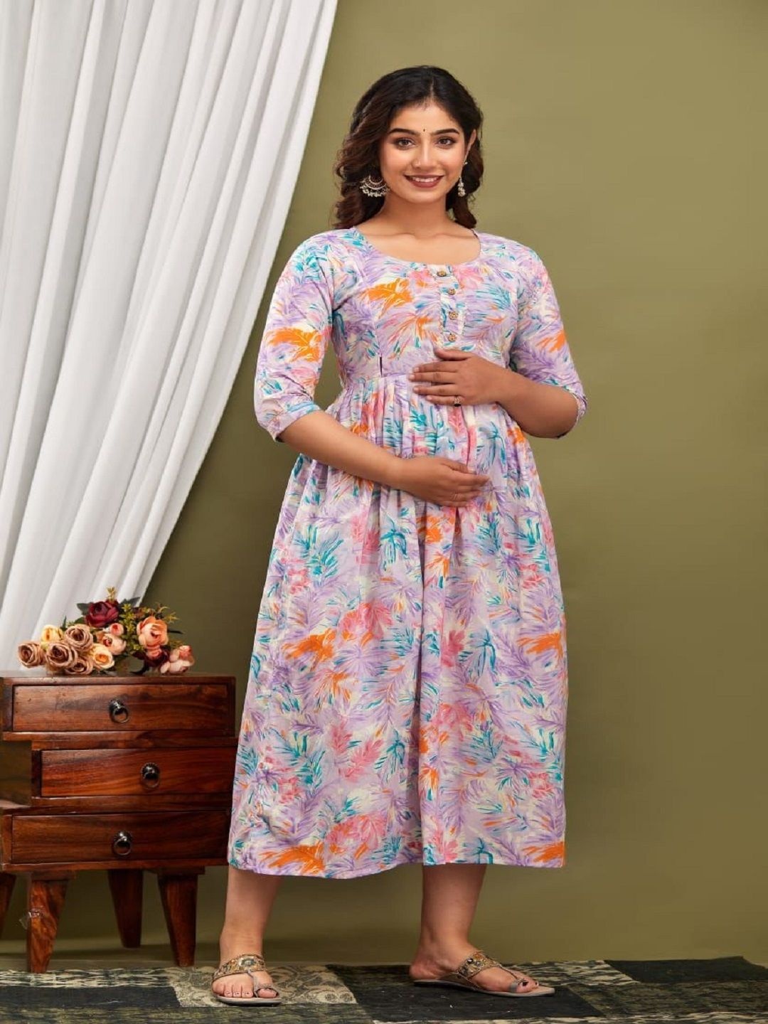 Nevisha Style Women Floral Printed Thread Work Floral Maternity Anarkali Kurta, Lavender
Nevisha Style Women Floral Printed Thread Work Floral Maternity Anarkali Kurta, Lavender