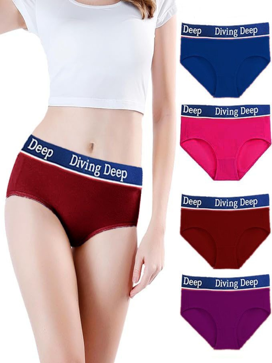 Diving Deep Pack Of 4 Cotton Hipster Briefs DD349 Blue, D Pink, M, Purple D101_4 PC_M, Maroon
Diving Deep Pack Of 4 Cotton Hipster Briefs DD349 Blue, D Pink, M, Purple D101_4 PC_M, Maroon