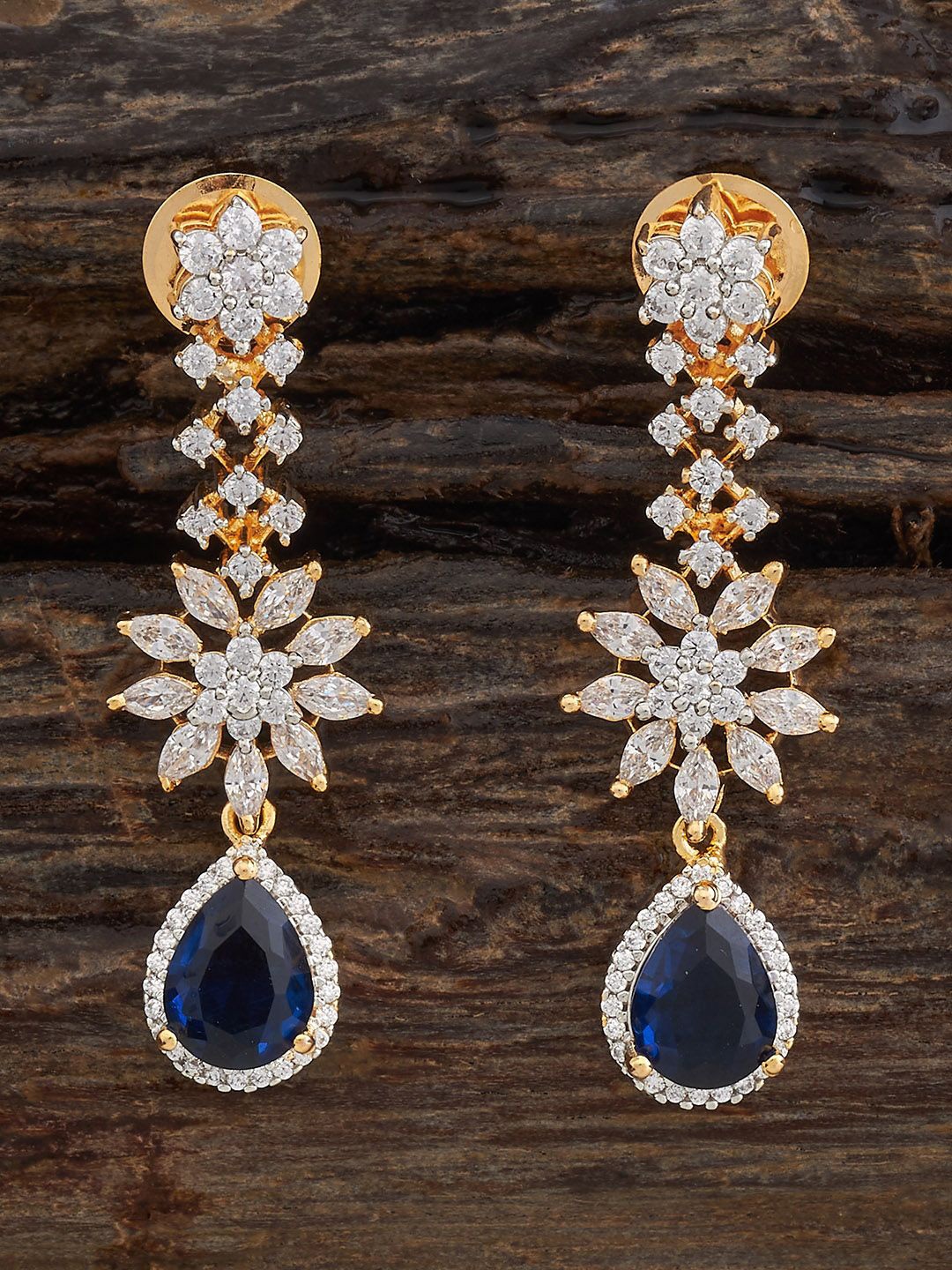 Kushal's Fashion Jewellery Rhodium-Plated Zircon Studded Floral Shaped Drop Earrings, Blue
Kushal's Fashion Jewellery Rhodium-Plated Zircon Studded Floral Shaped Drop Earrings, Blue