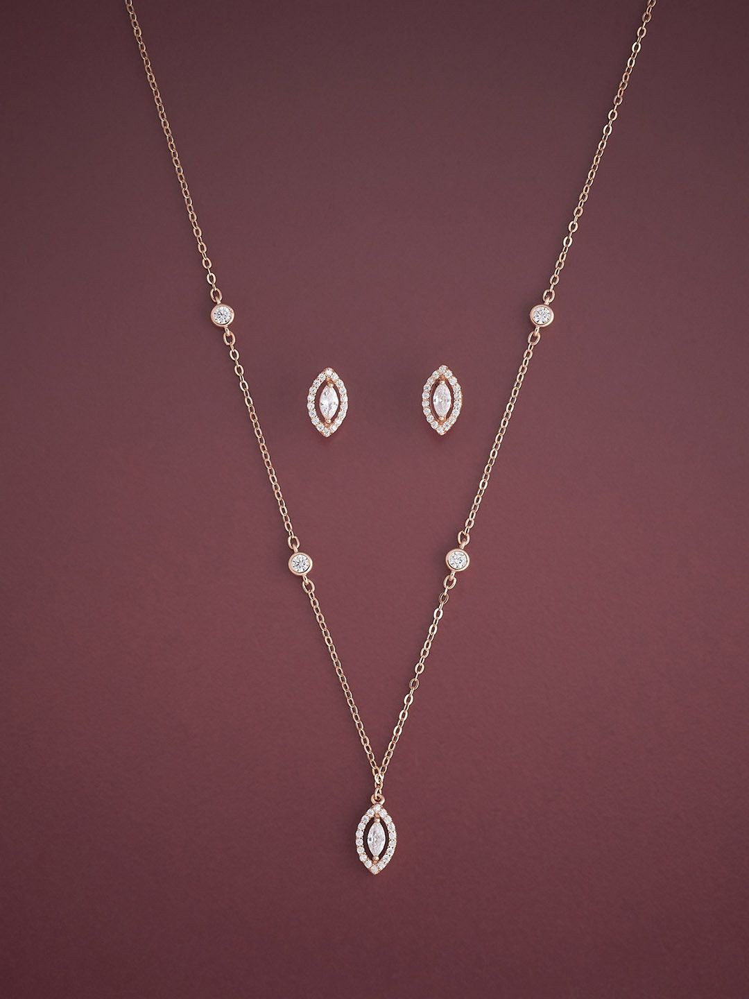 Kushal's Fashion Jewellery Sterling Silver Rose Gold-Plated CZ Studded Jewellery Set
Kushal's Fashion Jewellery Sterling Silver Rose Gold-Plated CZ Studded Jewellery Set