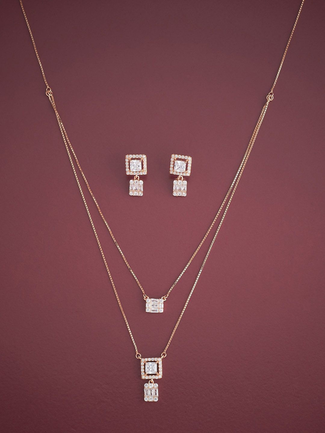 Kushal's Fashion Jewellery Sterling Silver Rose Gold-Plated CZ Studded Jewellery Set
Kushal's Fashion Jewellery Sterling Silver Rose Gold-Plated CZ Studded Jewellery Set