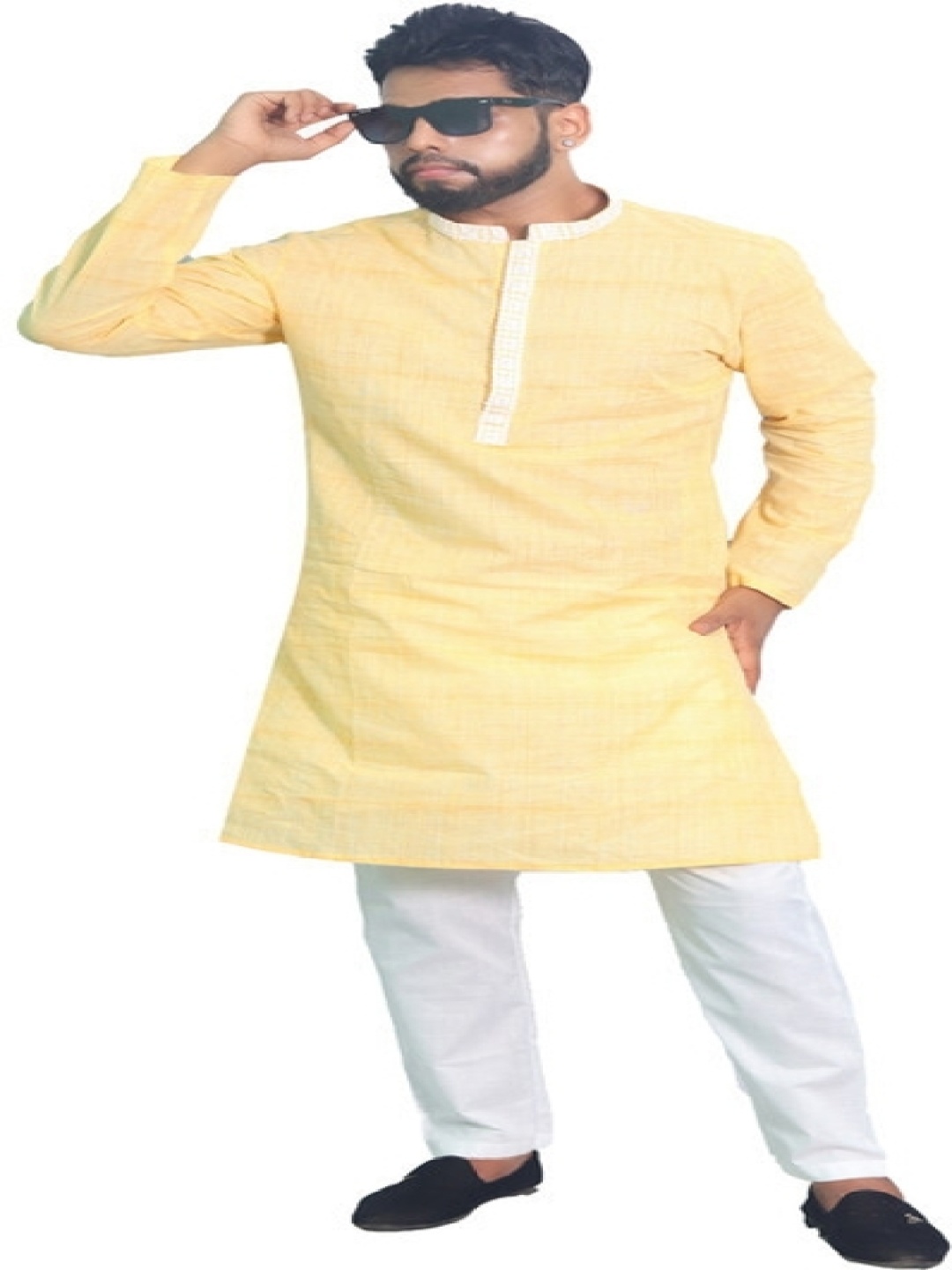 House of Aqss Mandarin Collar Thread Work Pure Cotton Straight Kurta With Pyjamas, Yellow
House of Aqss Mandarin Collar Thread Work Pure Cotton Straight Kurta With Pyjamas, Yellow