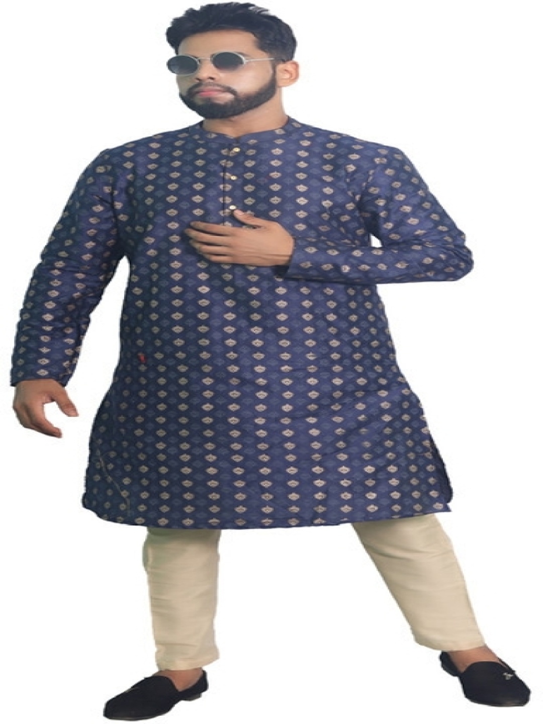House of Aqss Ethnic Motifs Woven Design Mandarin Collar Straight Kurta With Pyjamas, Navy blue
House of Aqss Ethnic Motifs Woven Design Mandarin Collar Straight Kurta With Pyjamas, Navy blue