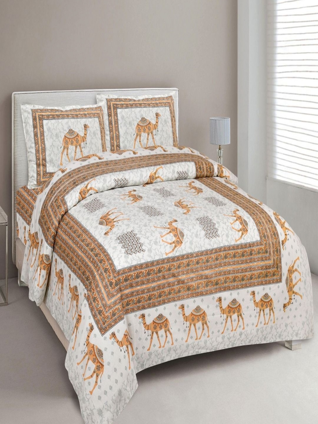 Myntra Elegant Homes Brown Printed Pure Cotton 180 TC King Bedsheet Set- 2.74m x 2.54 m
Myntra Elegant Homes Brown Printed Pure Cotton 180 TC King Bedsheet Set- 2.74m x 2.54 m