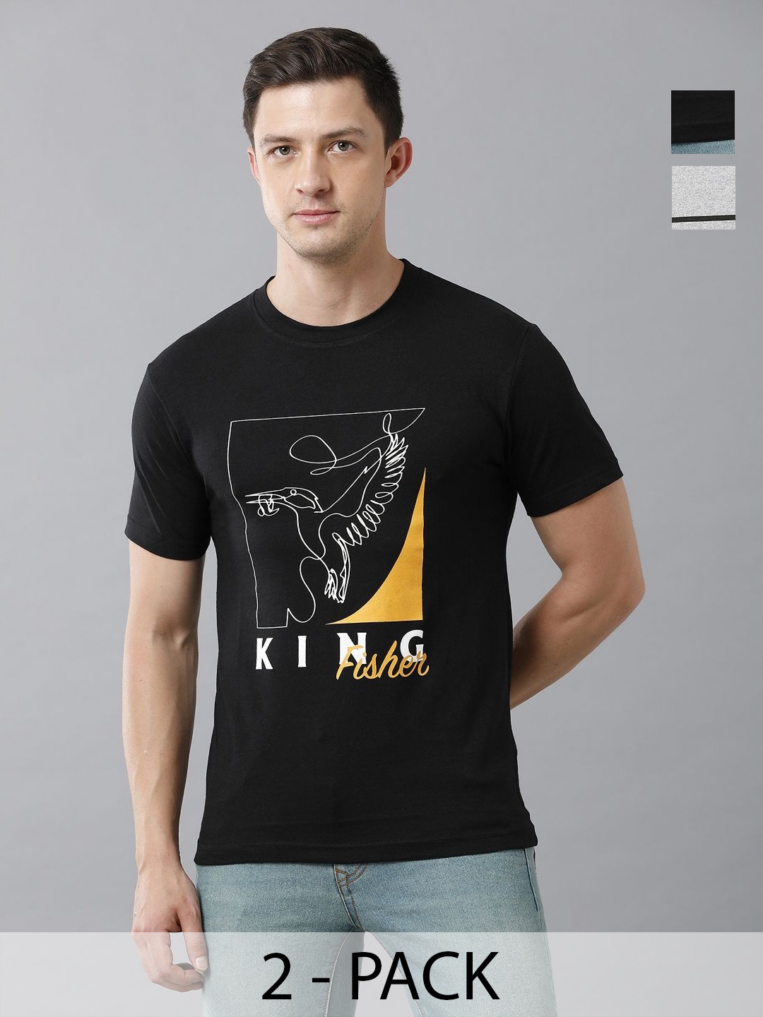 Moda Rapido Men Pack Of 2 Graphic Printed Round Neck Regular Fit Cotton T-shirts, Black
Moda Rapido Men Pack Of 2 Graphic Printed Round Neck Regular Fit Cotton T-shirts, Black