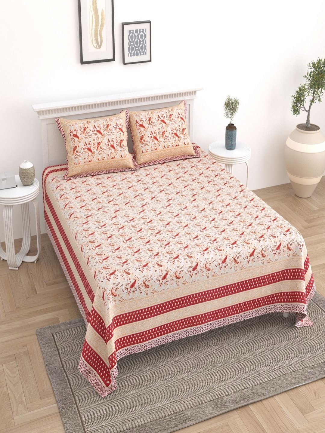 Myntra Elegant Homes Peach Printed Pure Cotton 180 TC King Bedsheet Set 2.74 m x 2.54m
Myntra Elegant Homes Peach Printed Pure Cotton 180 TC King Bedsheet Set 2.74 m x 2.54m
