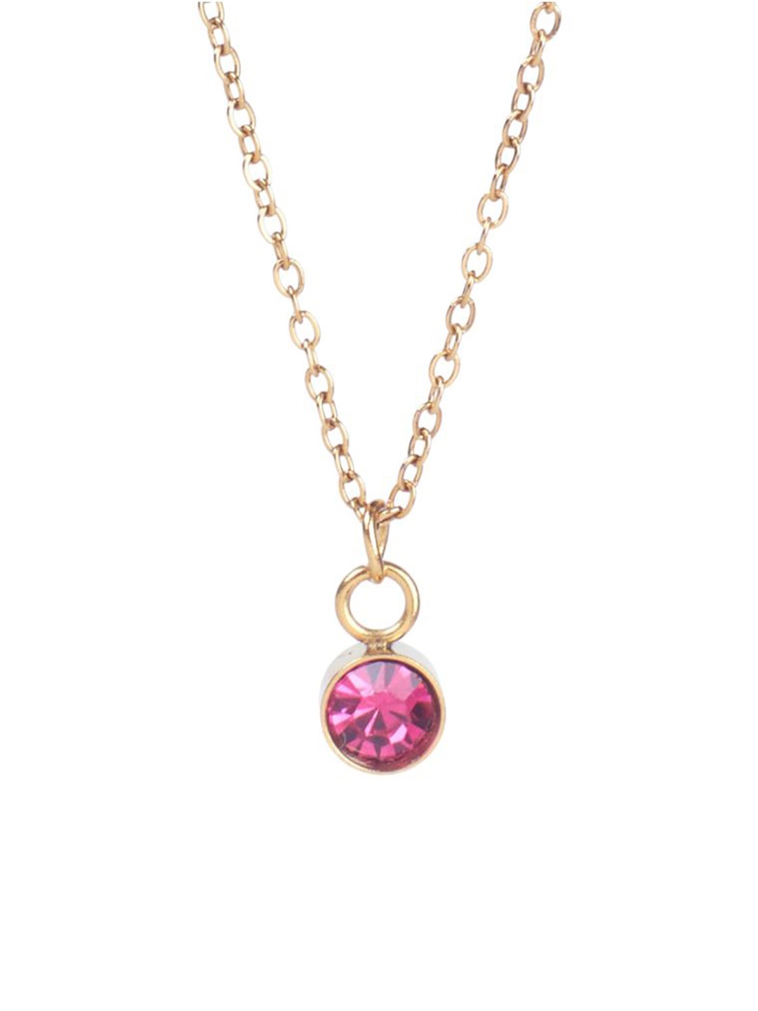 SALTY Vibrant Dark Pink Crystal Stone Studded Aura Circular Shaped Pendant with Chain, Gold
SALTY Vibrant Dark Pink Crystal Stone Studded Aura Circular Shaped Pendant with Chain, Gold