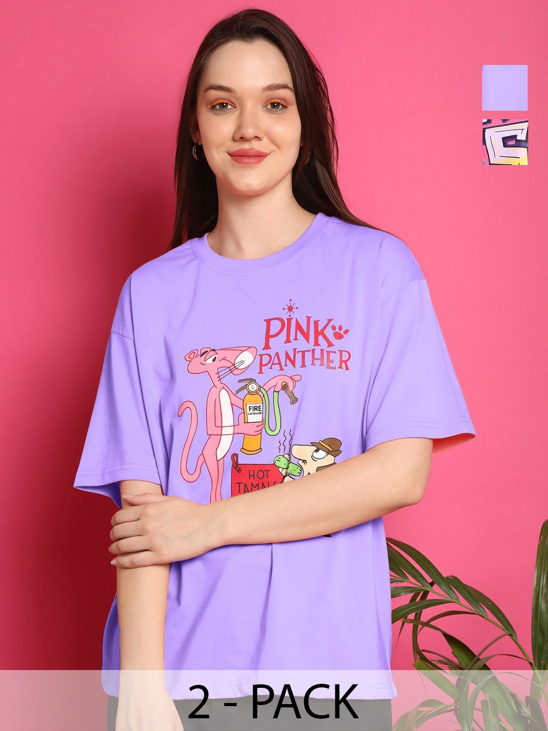 Metronaut Women Pack Of 2 Graphic Printed Round Neck Cotton Oversized T-shirts, Lavender
Metronaut Women Pack Of 2 Graphic Printed Round Neck Cotton Oversized T-shirts, Lavender