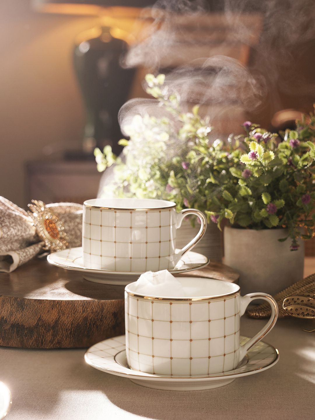 Pure Home and Living White Set of 2 Ivory Ceramic Criss Cross Detail Cups and Saucers
Pure Home and Living White Set of 2 Ivory Ceramic Criss Cross Detail Cups and Saucers