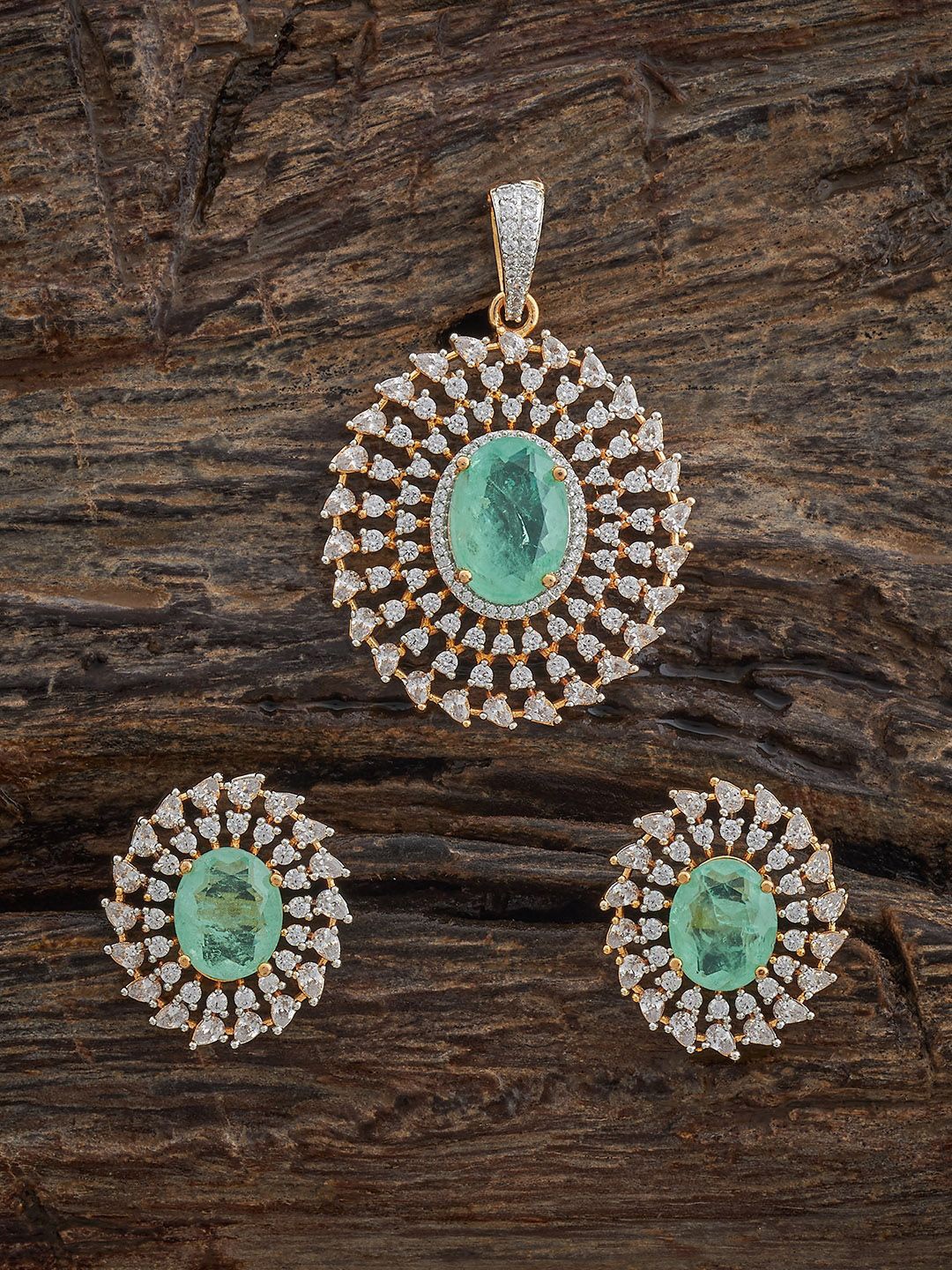 Kushal's Fashion Jewellery Gold-Plated Cubic Zirconia-Studded Pendant & Earrings
Kushal's Fashion Jewellery Gold-Plated Cubic Zirconia-Studded Pendant & Earrings