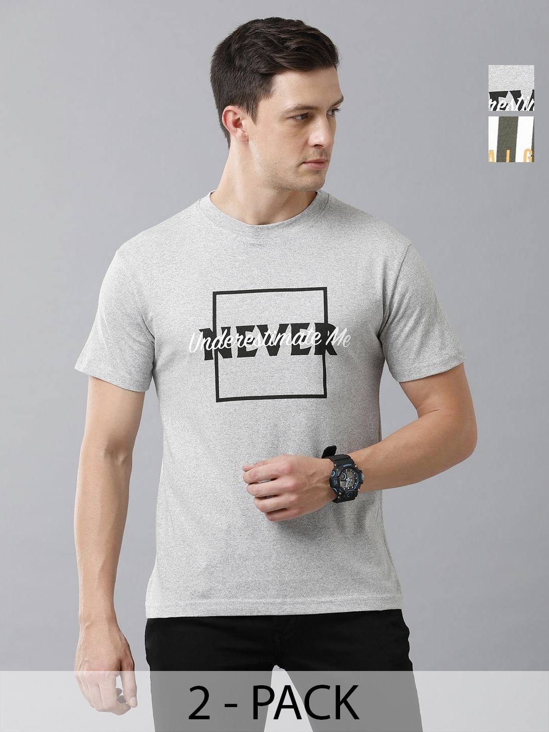 Moda Rapido Men Pack Of 2 Graphic Printed Round Neck Regular Fit Cotton T-shirts, Grey
Moda Rapido Men Pack Of 2 Graphic Printed Round Neck Regular Fit Cotton T-shirts, Grey