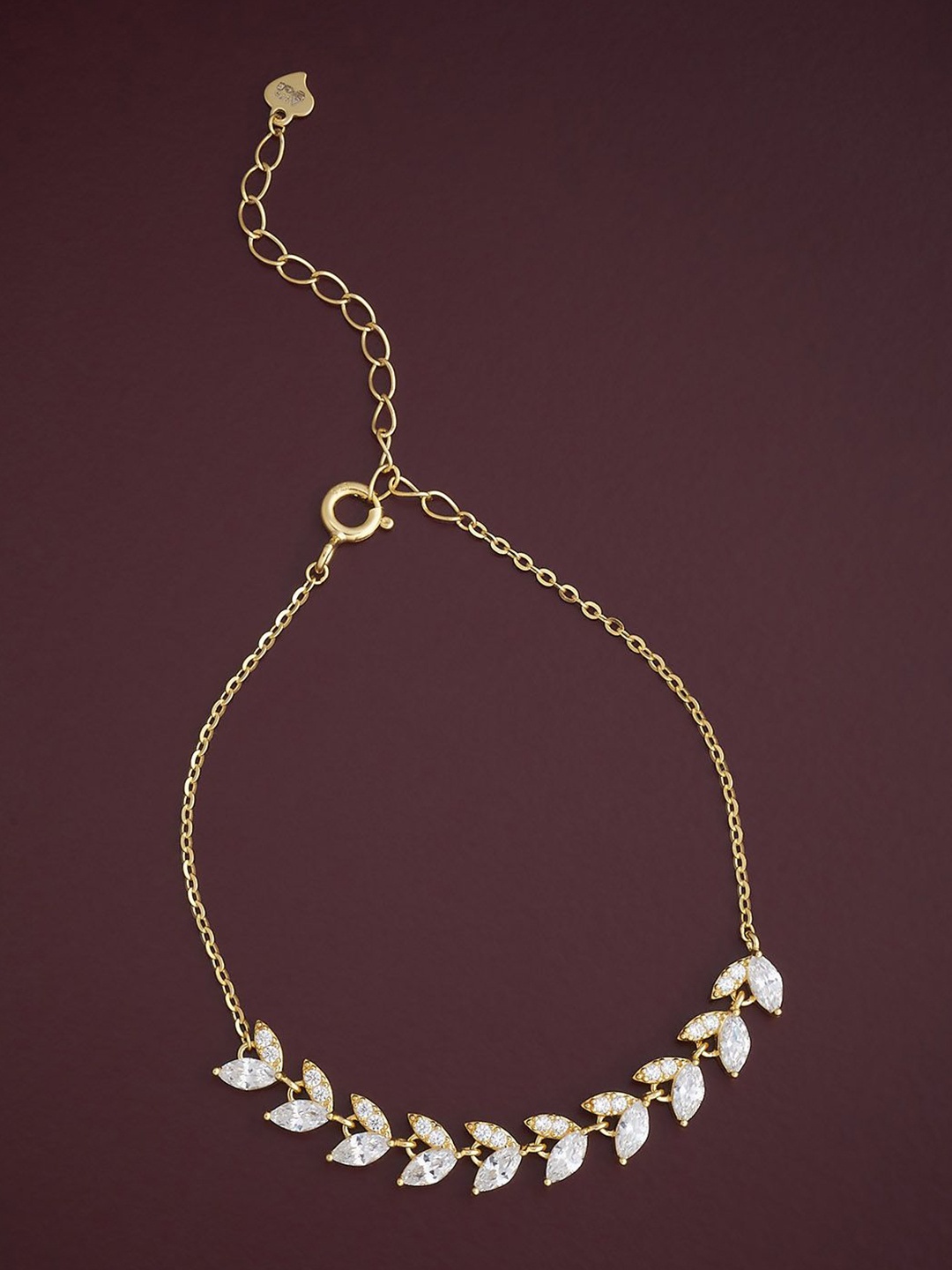 Kushal's Fashion Jewellery 92.5 Sterling Silver Cubic Zirconia Gold-Plated Link Bracelet
Kushal's Fashion Jewellery 92.5 Sterling Silver Cubic Zirconia Gold-Plated Link Bracelet