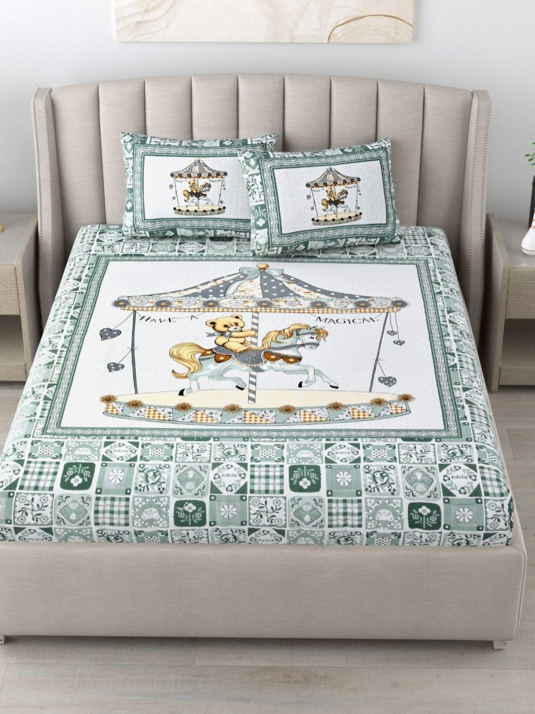BED-SHEET.COM Green & White Abstract Printed Cotton 180 TC King Bedsheet Set 2.28m x 2.74m
BED-SHEET.COM Green & White Abstract Printed Cotton 180 TC King Bedsheet Set 2.28m x 2.74m