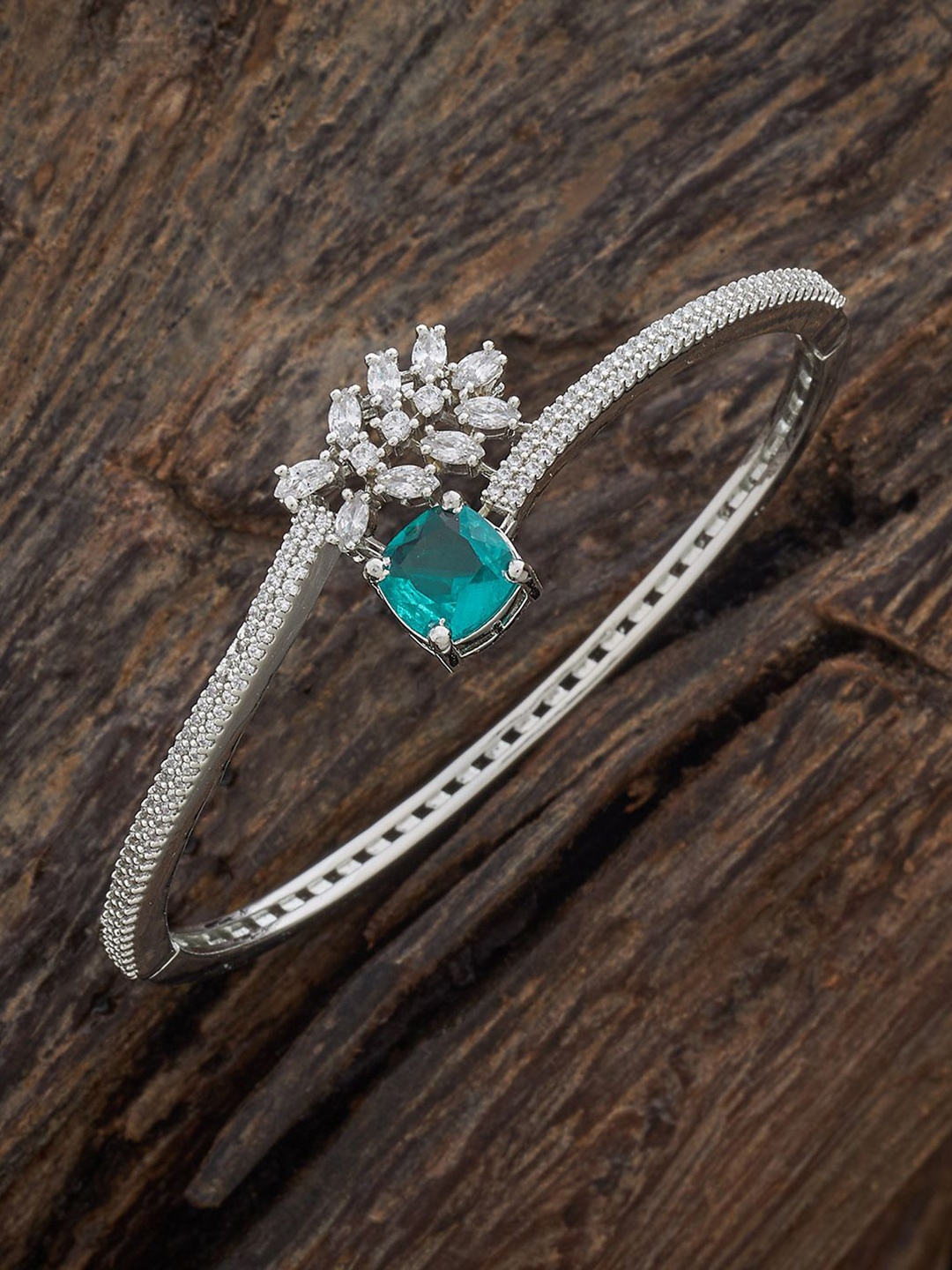 Kushal's Fashion Jewellery Rhodium-Plated Zircon-Studded Kada Style Bracelet, Silver
Kushal's Fashion Jewellery Rhodium-Plated Zircon-Studded Kada Style Bracelet, Silver